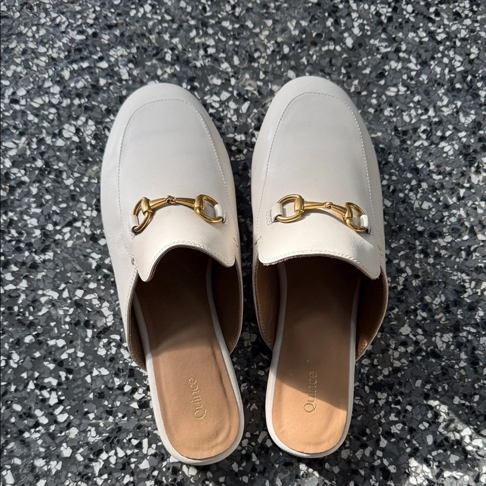 Quince Off-White Mules with Gold Accent - Picture 1 of 3